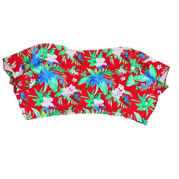 MeetCurve XL Floral Swim Tie Front Crop Top Lightly Padded Plus Size Beach Vacay - Picture 2 of 5